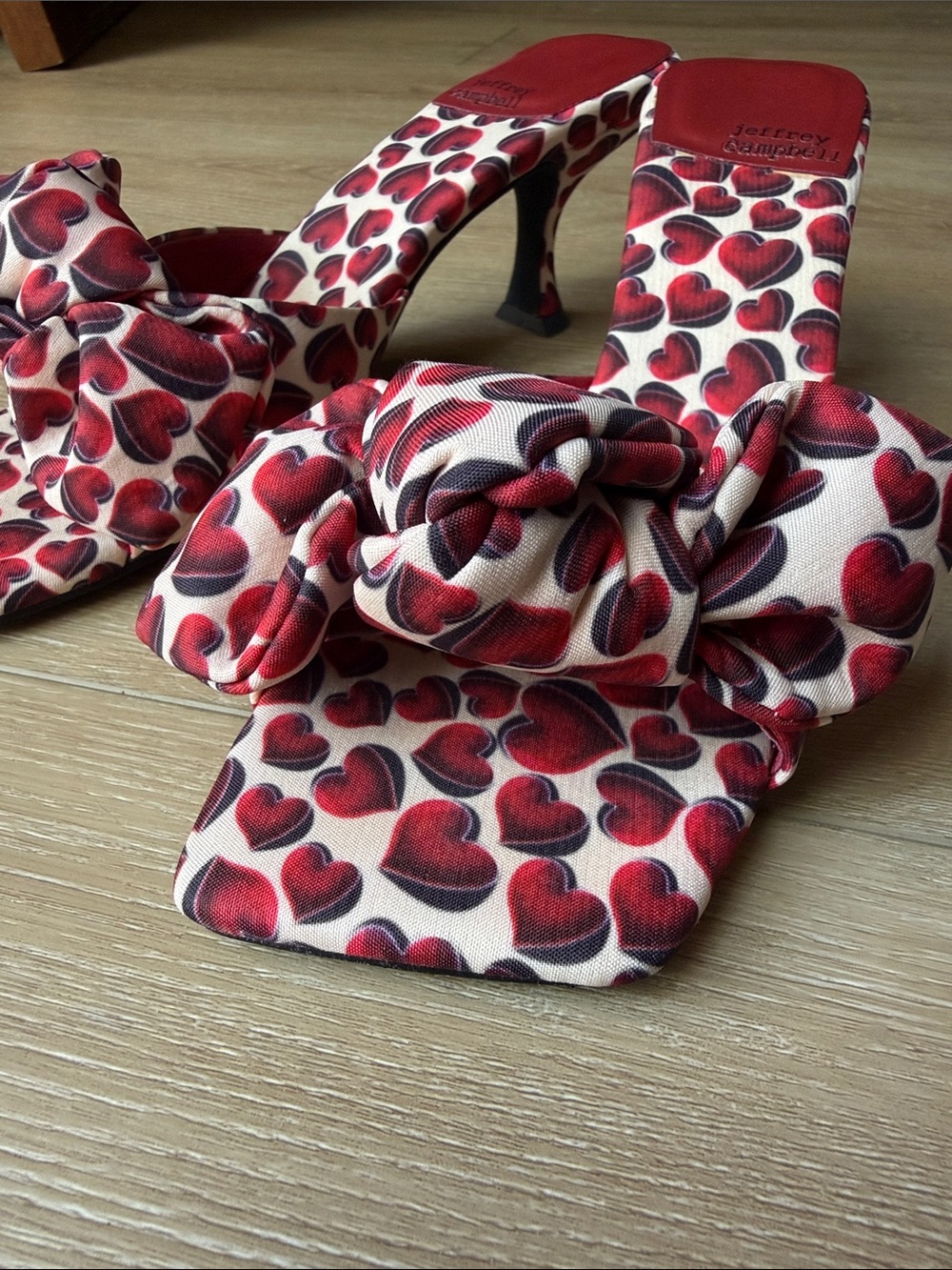 Jeffrey Campbell Red and Cream Heels with Animal Print - Picture 5 of 5